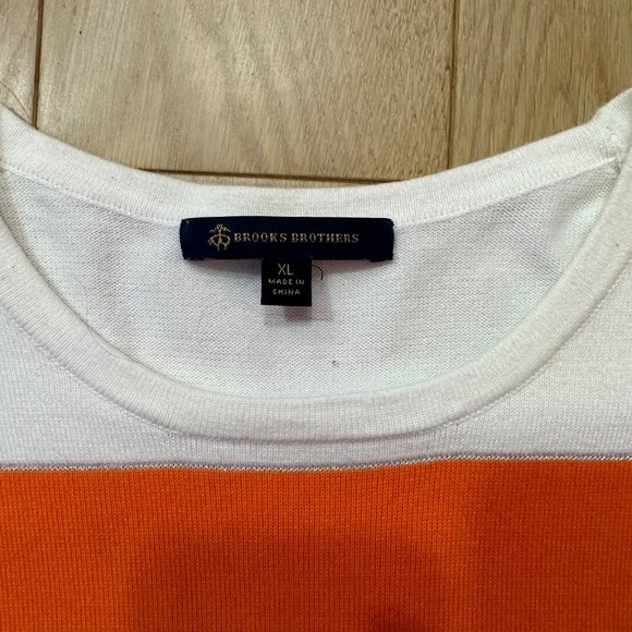 Brooks Brothers Striped Sweater | Blue, Orange, and White | Size: XL - Picture 5 of 7